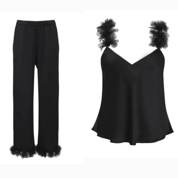 New!For Love and Lemons floral trim  PJ Set - Picture 1 of 12